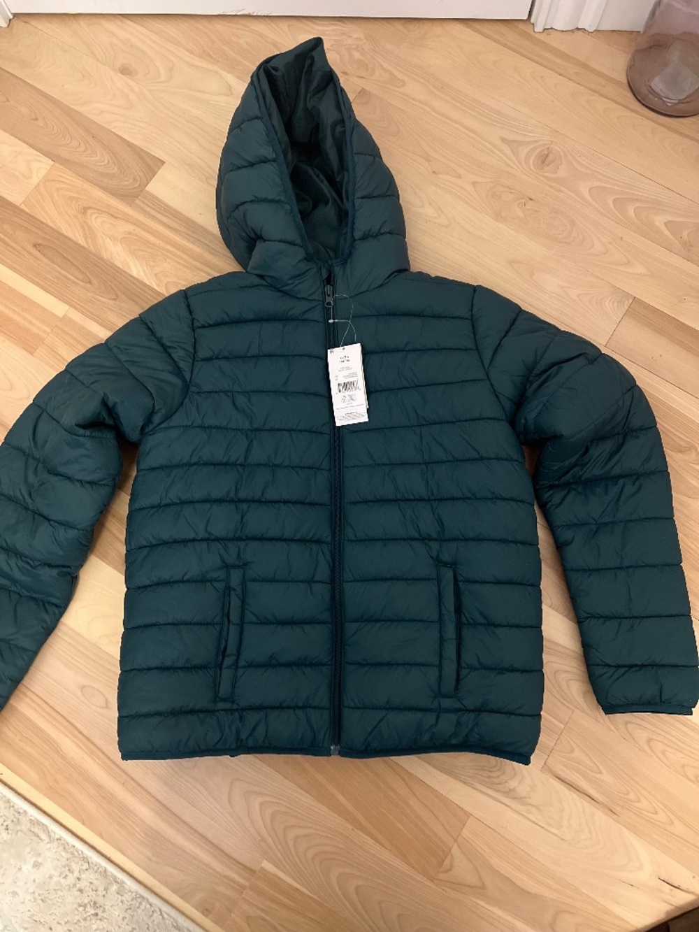 George Dark Teal Puffer Jacket with Hood